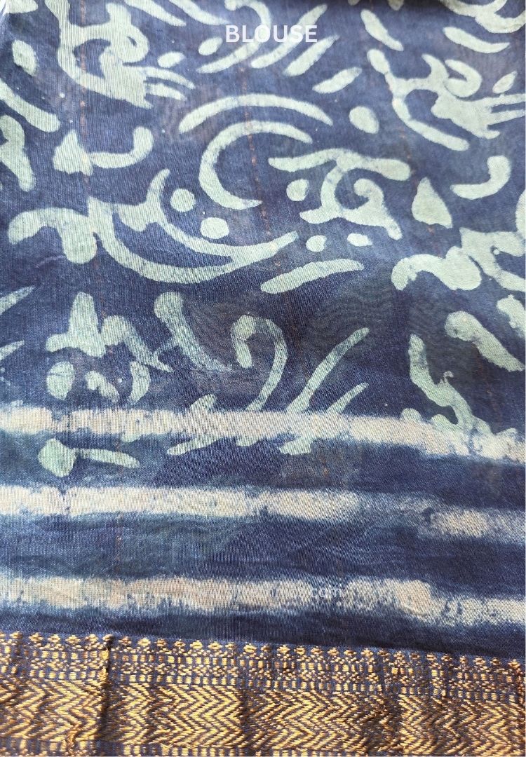 Shades of blue Maheswari silk saree