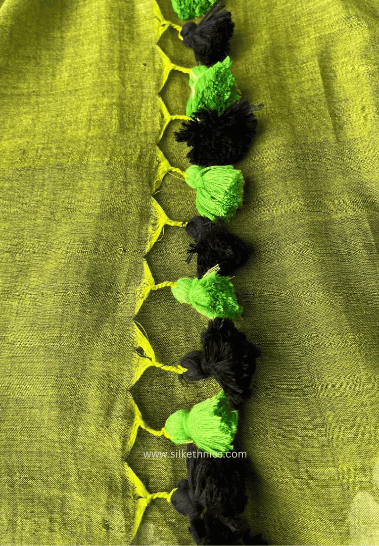 Olive green Swetha mulcotton saree