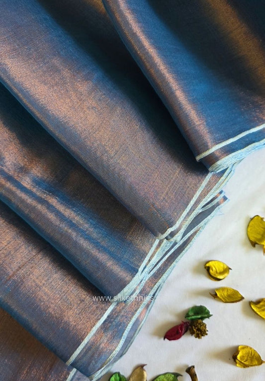 Metallic Blue Raaga handloom tissue saree - Mrinalika