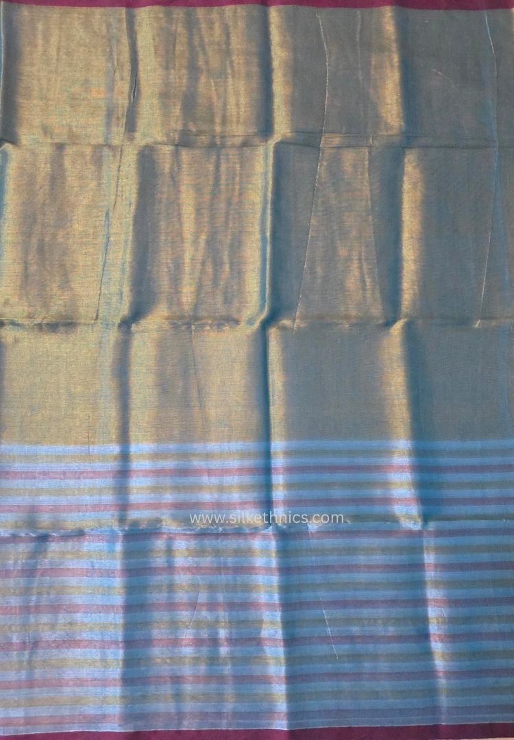 Teal Blue Raaga handloom tissue saree - Iraaya