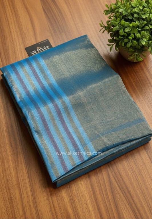 Teal Blue Raaga handloom tissue saree - Iraaya
