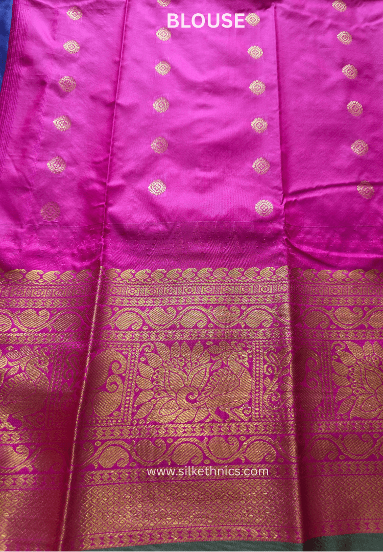 Gadwal Grace Indigo Flame silk saree