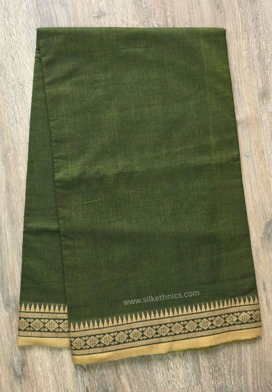 Olive Green Dhaniakhali Handloom Cotton saree