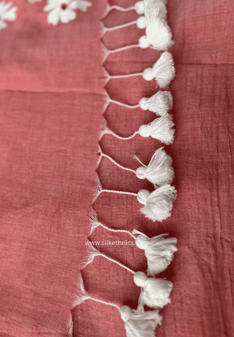 Peach Swetha mulcotton saree