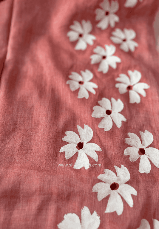 Peach Swetha mulcotton saree