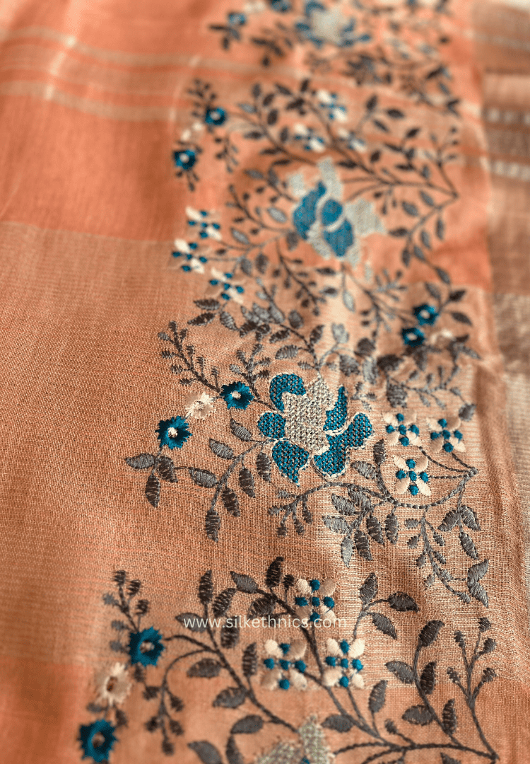 Pastel Peach Ameya Linen saree