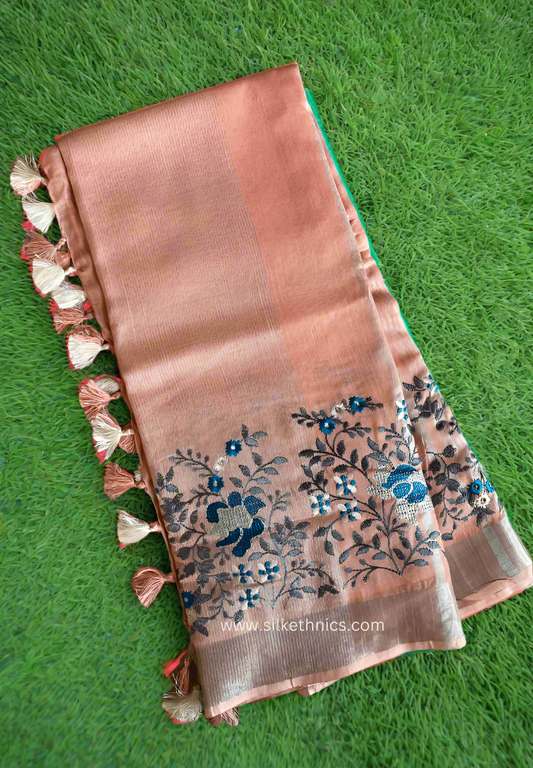 Pastel Peach Ameya Linen saree