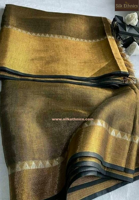Copper tissue linen Samaira handloomsaree