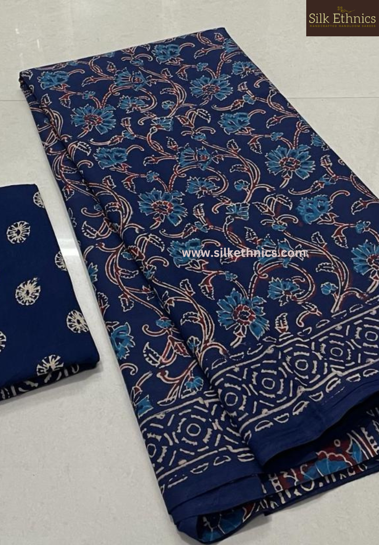 Indigo blue Mahati mulcotton saree