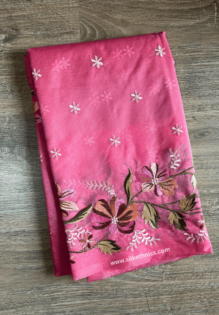 Pastel pink Gul bahaar organza saree