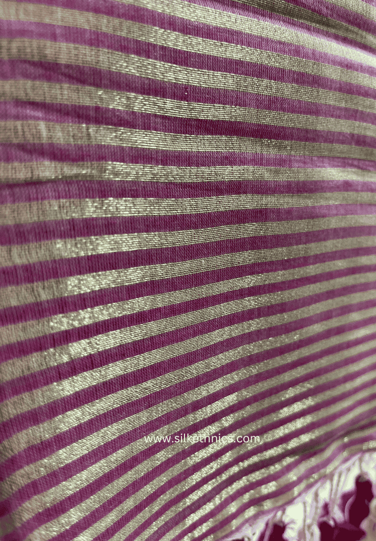 Zari striped pink Rangreet mulcotton saree
