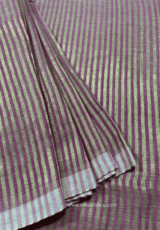 Zari striped pink Rangreet mulcotton saree