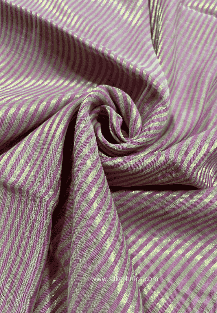 Zari striped pink Rangreet mulcotton saree