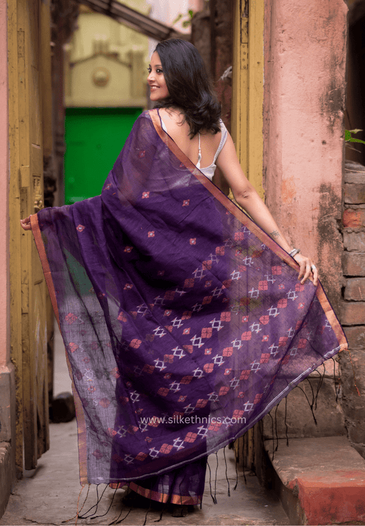 Majestic Violet Amrita linen saree