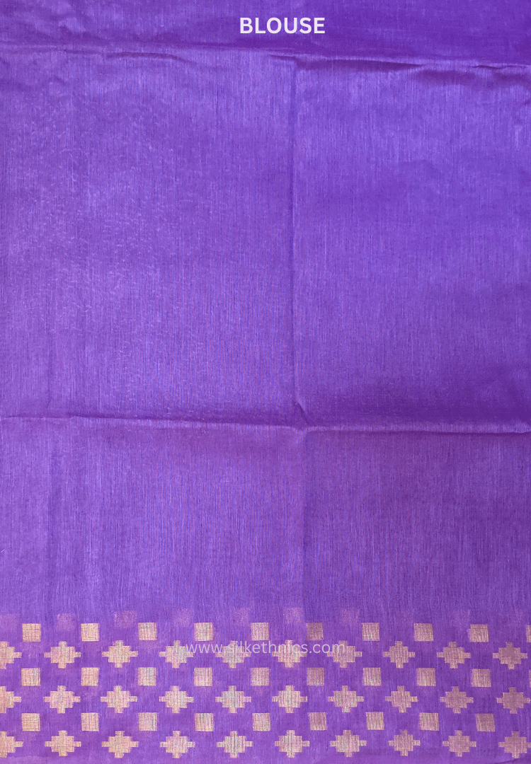 Deep Violet Kota Linen Silk cutwork saree