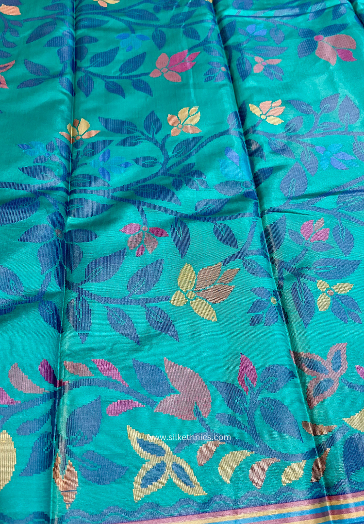 Teal Blue Royal Rajshahi saree