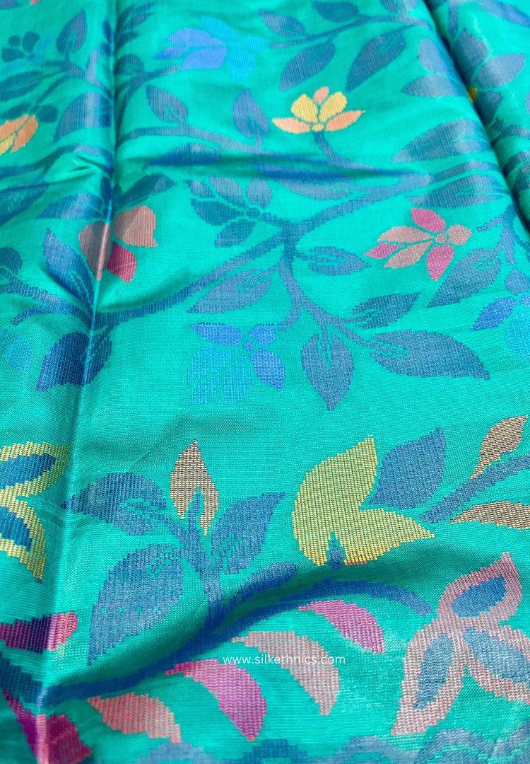 Teal Blue Royal Rajshahi saree