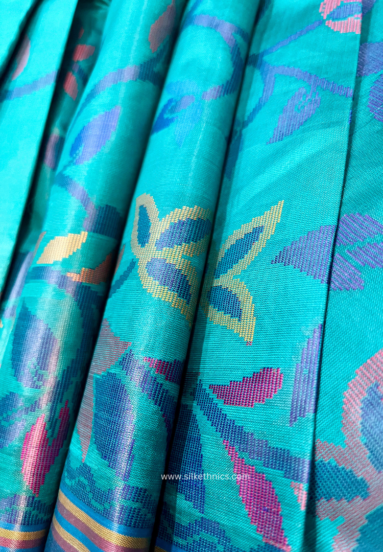 Teal Blue Royal Rajshahi saree