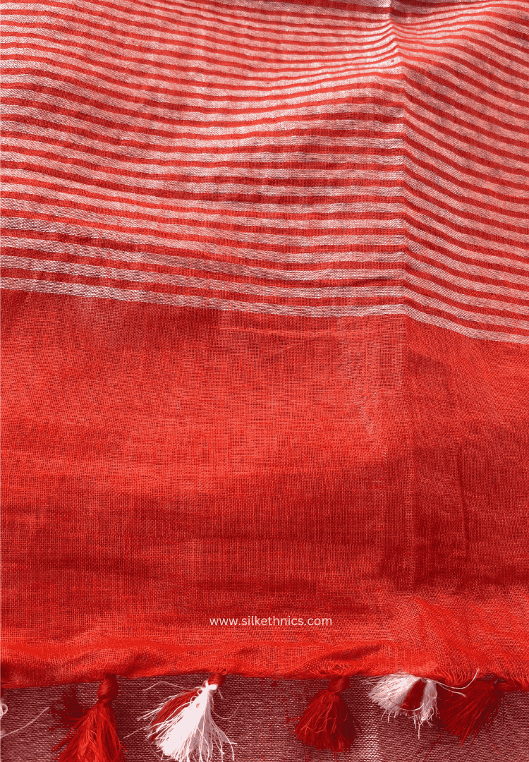 Royal Red Sitara linen saree