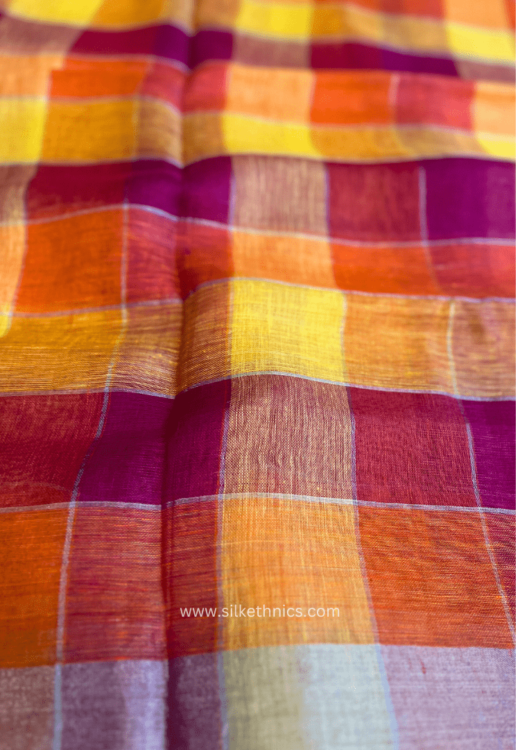 Festive Checks Varnika linen saree