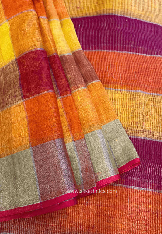 Festive Checks Varnika linen saree