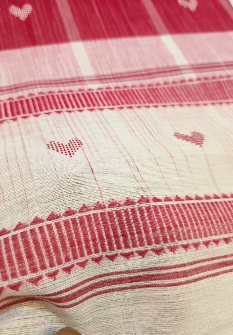 Red Dhaniakhali Handloom Ikkat Cotton saree