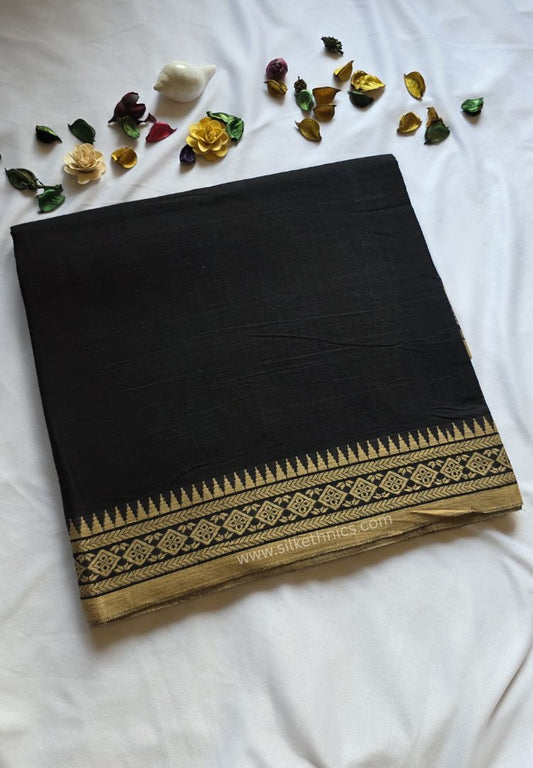 Rich Black Dhaniakhali Handloom Cotton saree