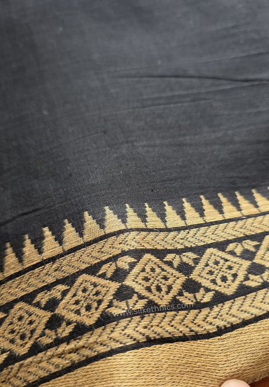 Rich Black Dhaniakhali Handloom Cotton saree