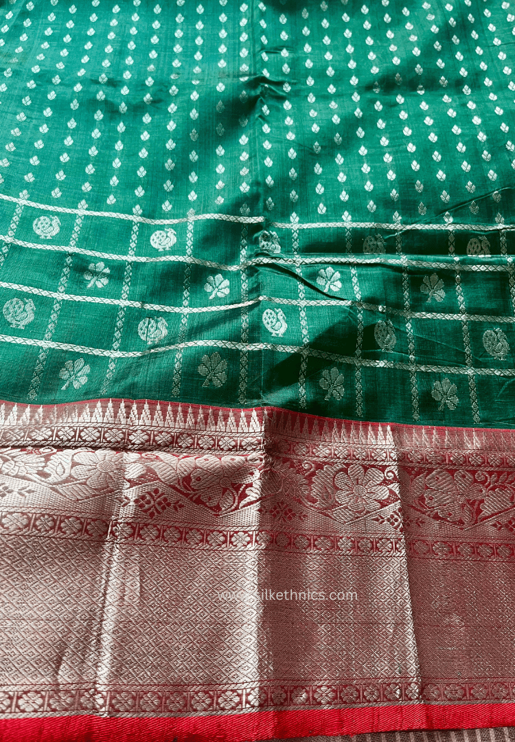 Anaya Emerald green Mangalagiri silk saree
