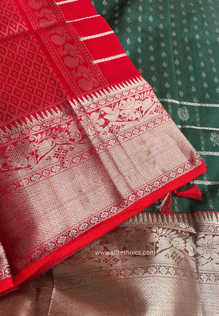 Anaya Emerald green Mangalagiri silk saree