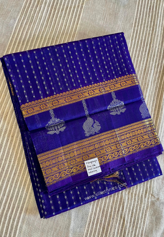 Sapphire blue pure Mangalagiri silk saree | Anaya collection