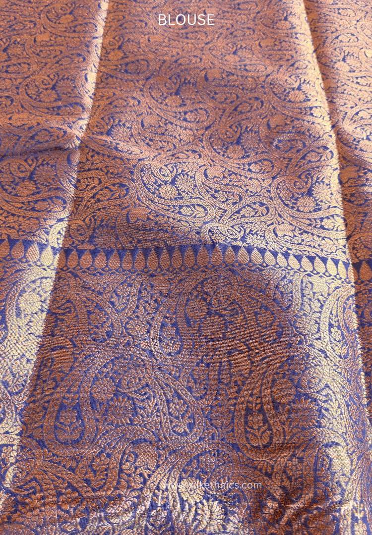 Prusssian Blue Banarasi Warm Silk Zari Weaving saree