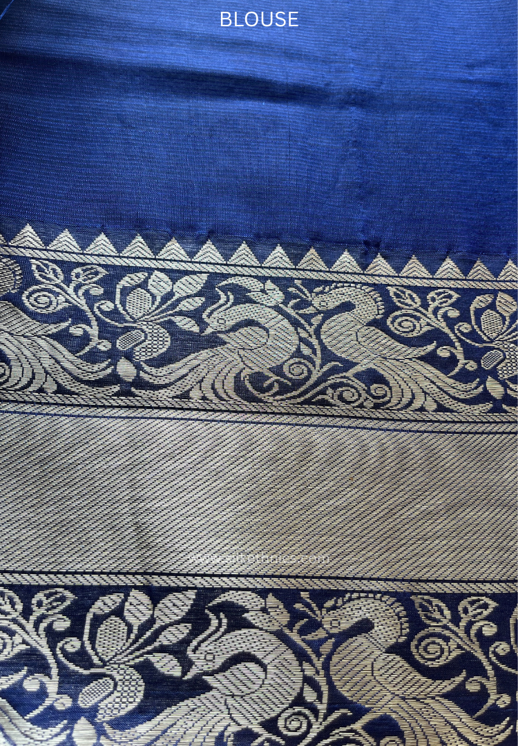 Royal Blue pure Mangalagiri silk saree | Alekya Collection