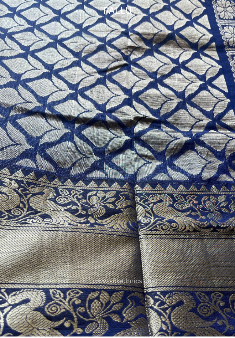 Royal Blue pure Mangalagiri silk saree | Alekya Collection