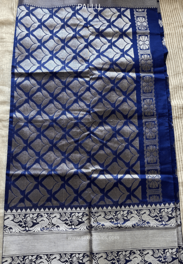 Royal Blue pure Mangalagiri silk saree | Alekya Collection
