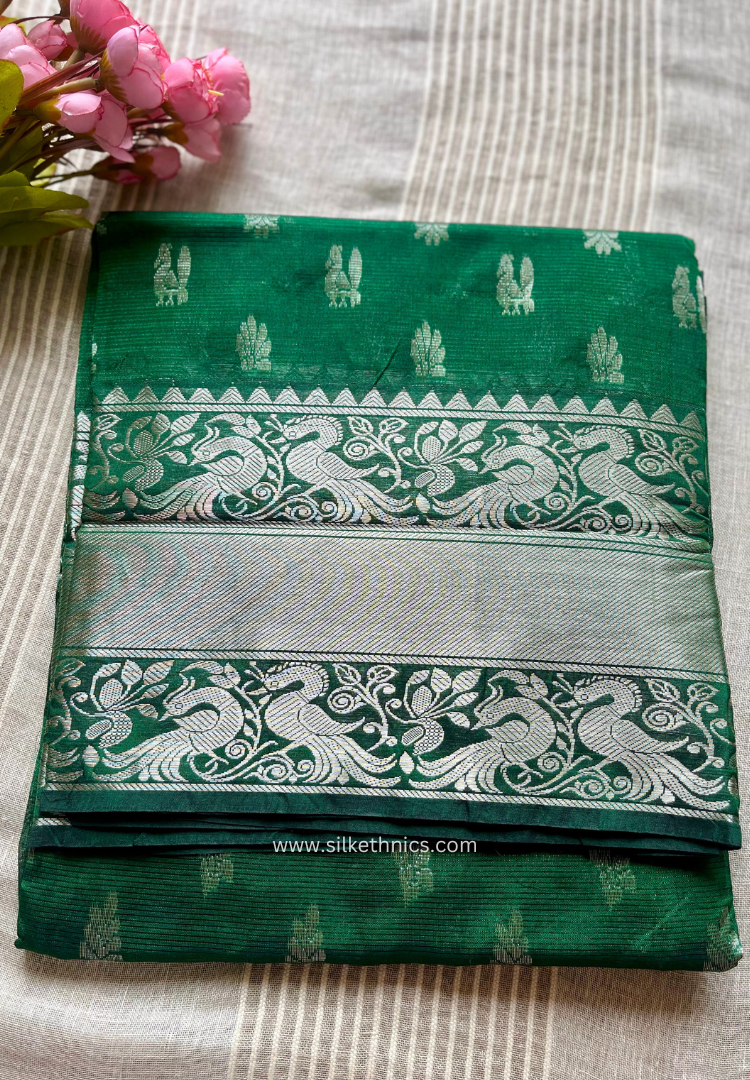 Forest green Alekya Mangalagiri silk saree