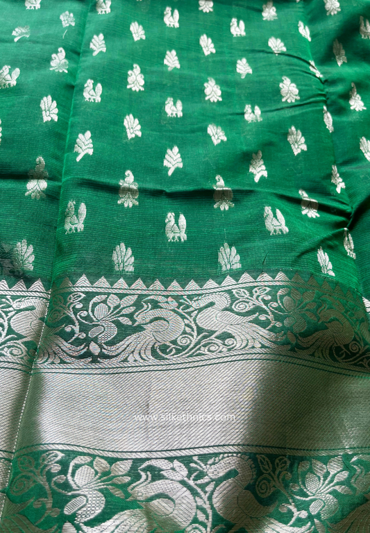 Forest green pure Mangalagiri silk saree | Alekya Collection