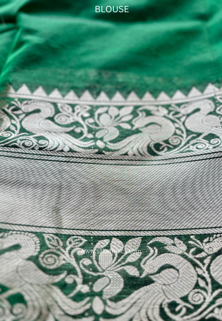 Forest green Alekya Mangalagiri silk saree