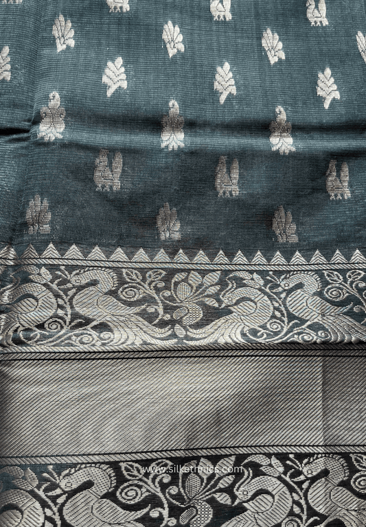 Cool grey pure Mangalagiri silk saree | Alekya Collection