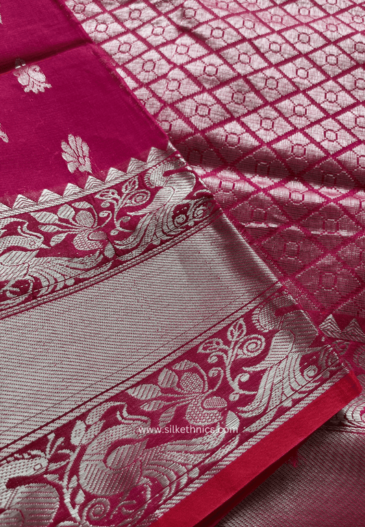 Vibrant pink pure Mangalagiri silk saree | Alekya Collection