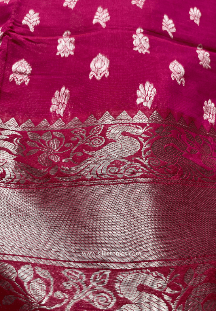 Vibrant pink pure Mangalagiri silk saree | Alekya Collection