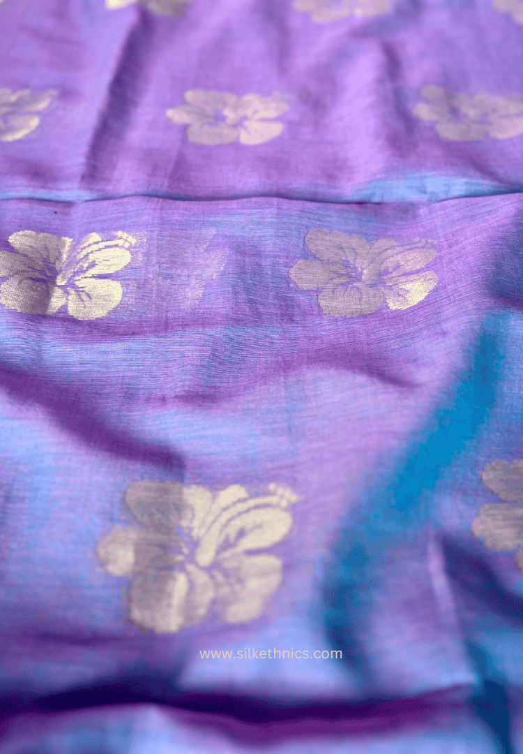 Lavender and pink Japa mul cotton saree