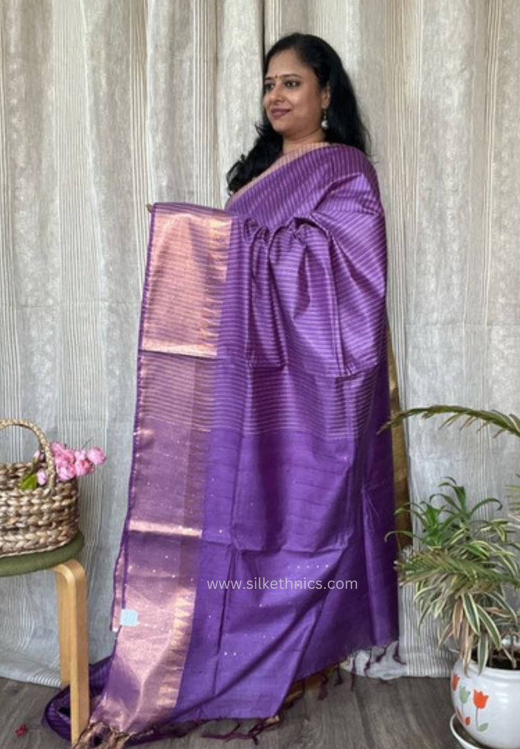 Royal Purple temple border silk saree