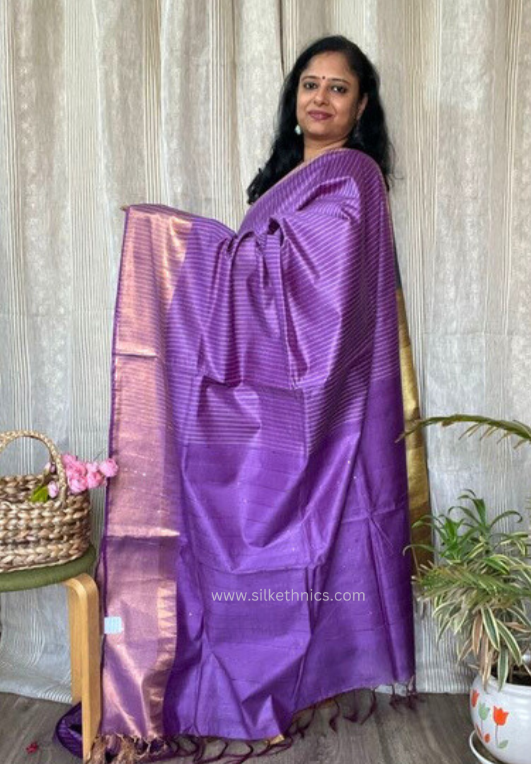 Royal Purple temple border silk saree