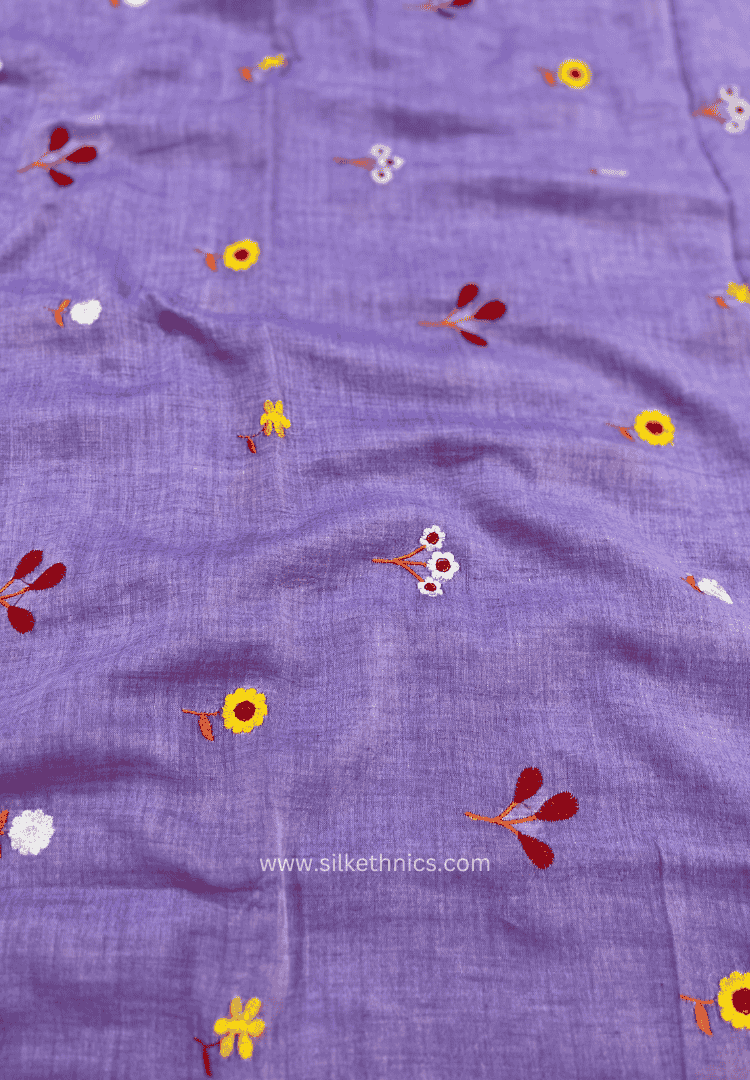 Soft lavender embroidered Rangreet saree