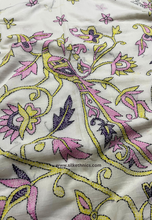 Pearl white embroidered Rangreet saree