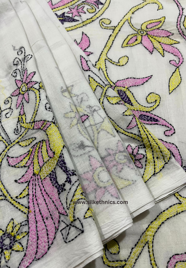 Pearl white embroidered Rangreet saree