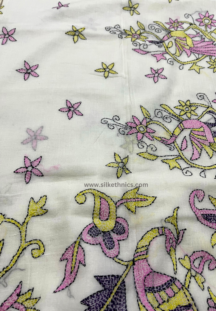 Pearl white embroidered Rangreet saree