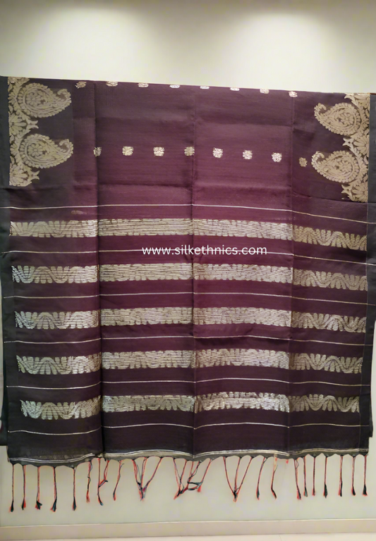 Rich wine Aarti linen saree