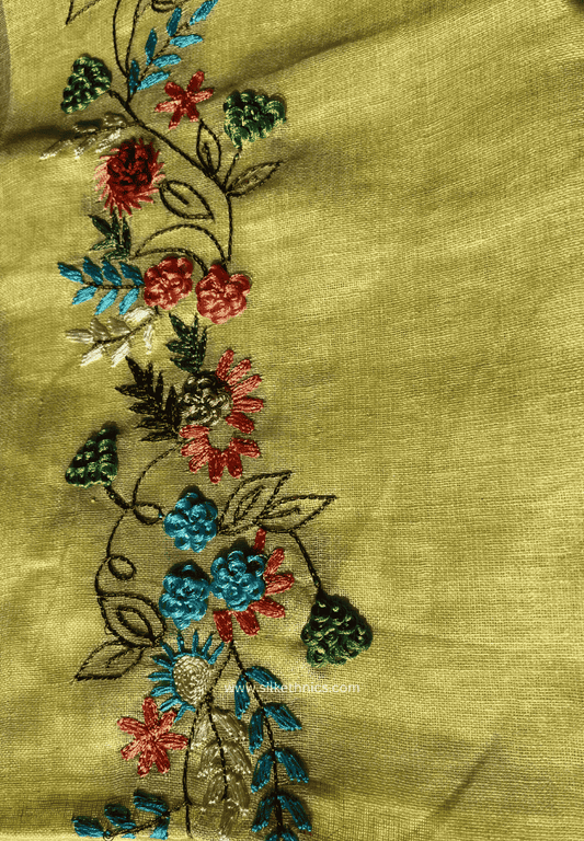 Pastel yellow Sitara linen saree